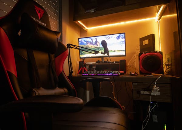 Gaming setup with dark atmosphere